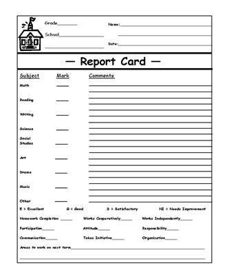 blank report card template  professional templates report card