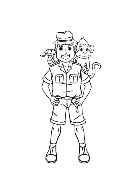 premium vector zookeeper isolated coloring page  kids