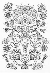 Coloring Pages Scandinavian Folk Book Adult Kids Embroidery Colouring Patterns Sheets Books Print Printable Color Pattern Christmas Painting Grown Drawing sketch template