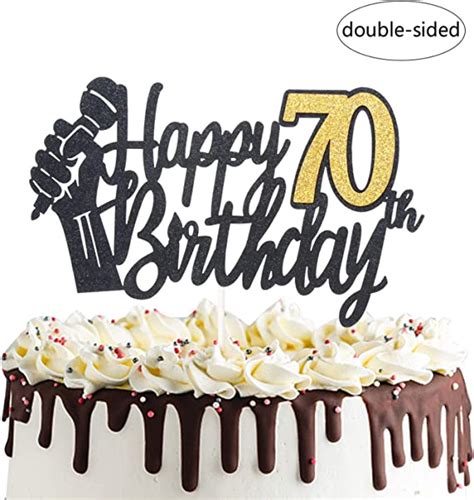 Happy 70th Birthday Cake Topper With Microphone Cheers To