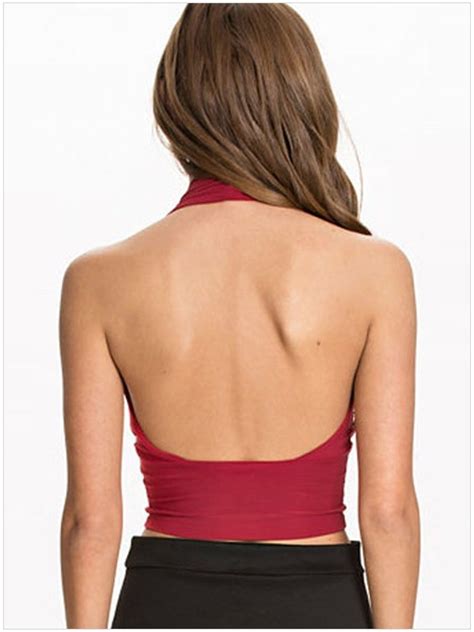 Women Tight Bandeau Red Cropped Halter Top Online Store