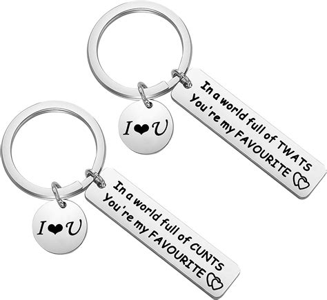 funny couple keychain in a world full of twats cunts you re my favorite