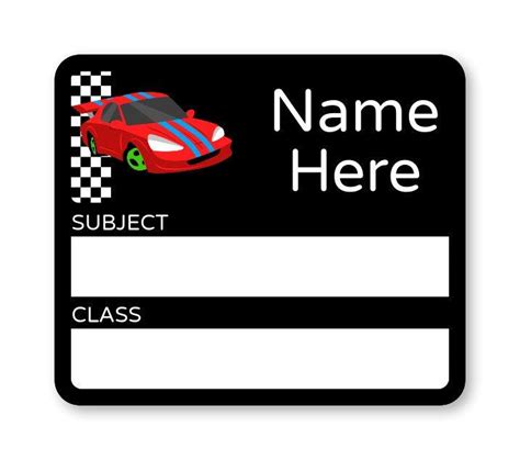 race car school book label bigw