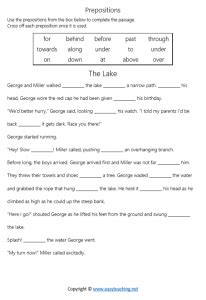 preposition worksheets   prepositional phrases easyteachingnet