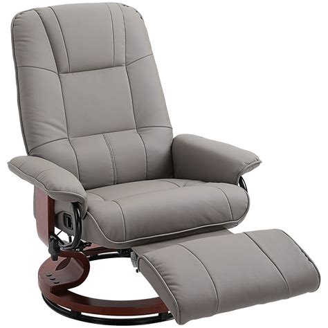 homcom faux leather adjustable manual swivel base recliner chair