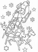 Santa Sleigh Coloring Drawing Claus Christmas Pages Kids Colouring Sheets Para Printable His Drawings Noel Colour Draw Papai Templates Colors sketch template