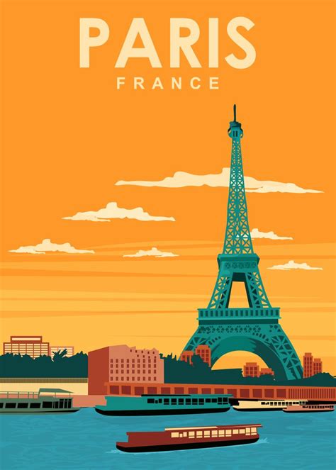 paris france travel poster poster picture metal print paint