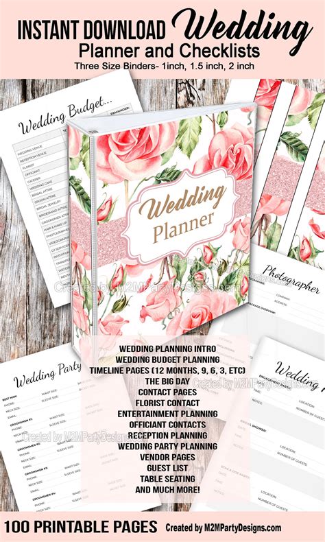 wedding planner printable wedding planner wedding binder etsy