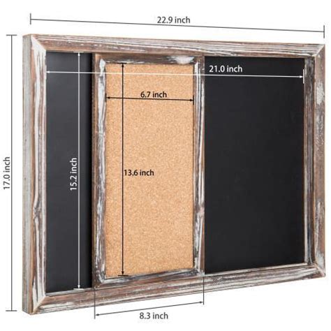 Torched Wood Wall Mounted Magnetic Chalkboard And Sliding Cork Board Myt
