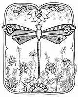 Zendoodle Printable Pages Coloring Getcolorings Dragonfly Garden sketch template