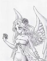 Angel Drawing Coloring Sketch Pages Drawings Angels Wings Dark Anime Fairy Easy Draw Pencil Deviantart Demon Sketches Ange Manga Devil sketch template