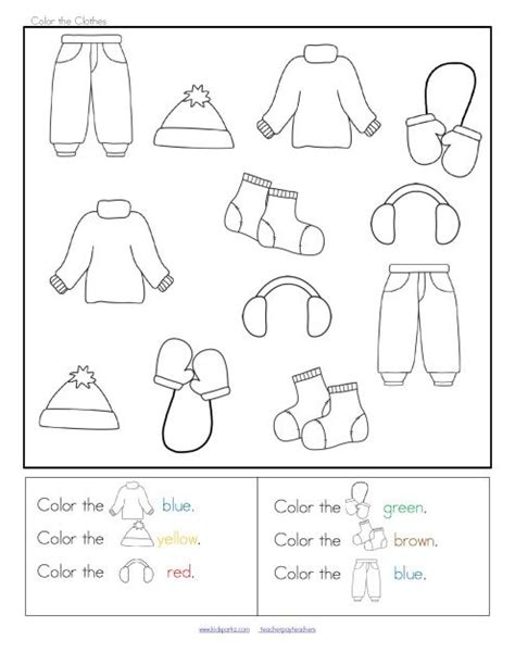 winter clothes sort categorizing centers  printables preschool