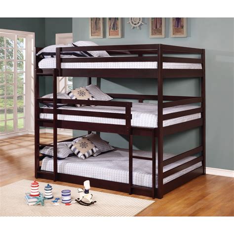 coaster sandler full size triple bunk bed in cappuccino