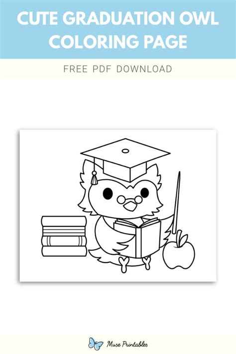 cute graduation owl coloring page   owl coloring pages