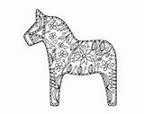 Horse Swedish Dala Coloring Template sketch template