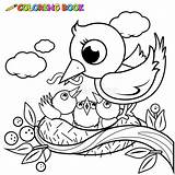 Coloriage Oiseaux Kolorowanka Mignons Nid Stronie Bird Gotowania Kuchni Plakat Matki Gnieździe Prace Redro sketch template