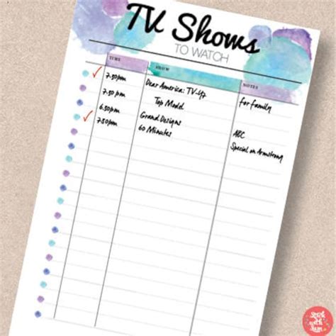 tv shows printable planner television shows   etsy