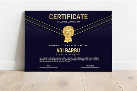 completion certificate design template graphicsfamily