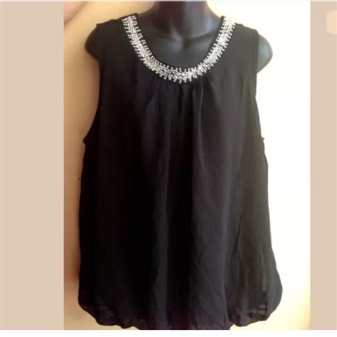 black balloon style plus size blouse with beads fashion