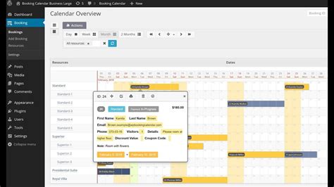 booking calendar overview  booking admin menu youtube