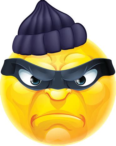 emoticon emoji burglar  thief criminal stock illustration