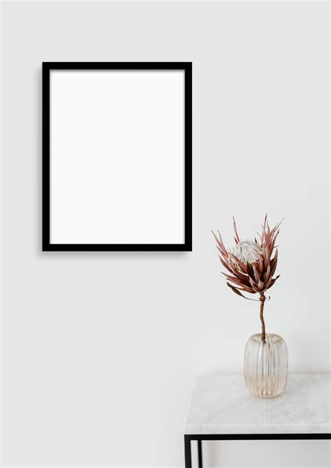 frame mockup black portrait photo frame styled thin frame mock   wall art display