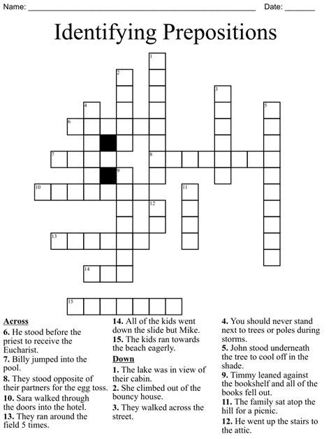 identifying prepositions crossword wordmint
