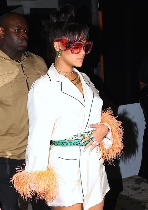 rihanna leaves the met gala after party held at one oak