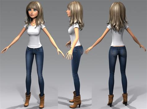 cartoon woman 3d max character model sheet character modeling girls