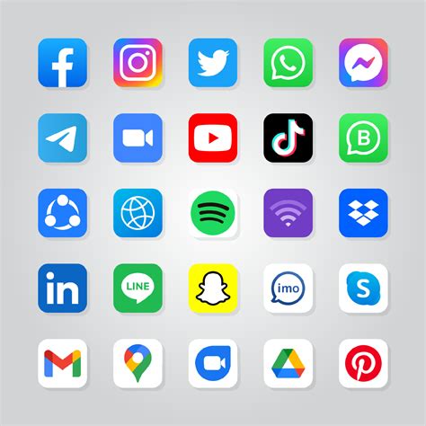 conjunto de  logotipos de redes sociales populares  vector en vecteezy