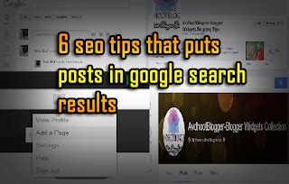 seo tips  bring  blogger post  google search results