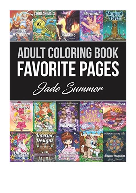adult coloring book  jade summer favorite pages  premium