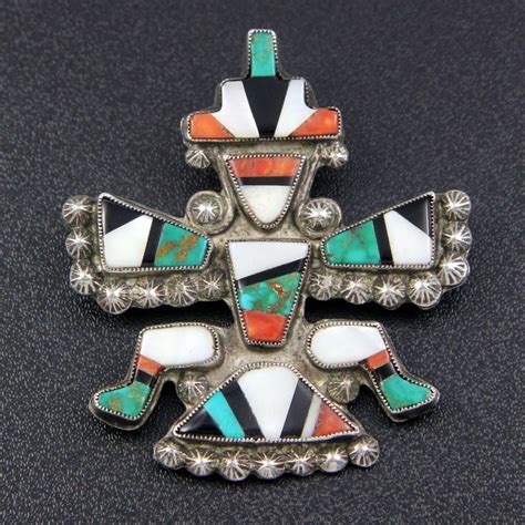 1930 S 1950 S Zuni Sterling Silver Mosaic Inlay Knifewing