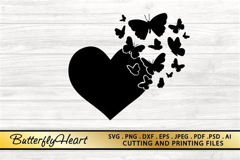 butterfly heart svg png eps dxf files butterfly svg cut file