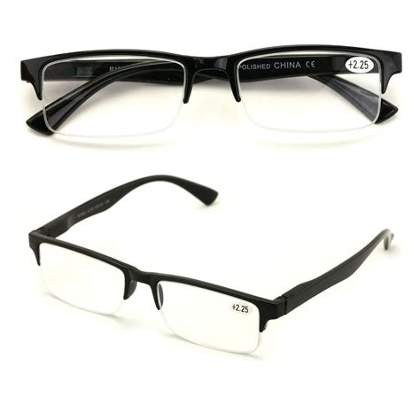 v w e rectangular half rim reading glasses with spring hinge 2 pair