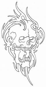 Skull Tribal Tattoo Evil Drawings Drawing Outline Outlines Tattoos Coloring Pages Stencil Stencils Designs Vikingtattoo Patterns Deviantart Face Skeleton Airbrush sketch template
