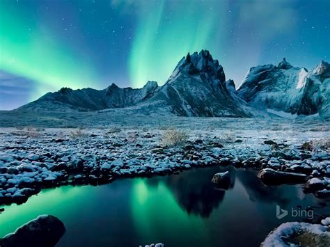 aurora borealis yukon canada  bing desktop wallpaper