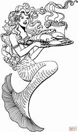 Mermaid Pages Coloring Printable Ausmalbilder Meerjungfrauen Meerjungfrau Ausmalen Erwachsene Supercoloring Kostenlos Mermaids Für Waitress Fantasy Creatures Colorings Gemerkt Von sketch template