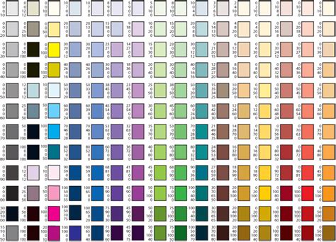 graphic arts printing design guide  cmyk color chart