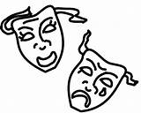 Drama Masks Theater Draw Clipart Drawings Cliparts Coloring Library Pages Theatre Clip Line sketch template