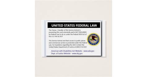 service dog law handout cards zazzle