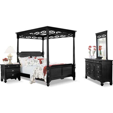 plantation cove canopy queen bed black  city furniture