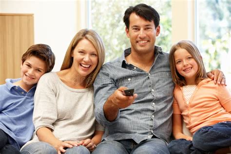family watching television stock photo image  film