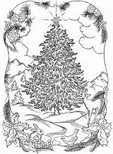 Christmas Coloring Pages Scene Tree Kids sketch template