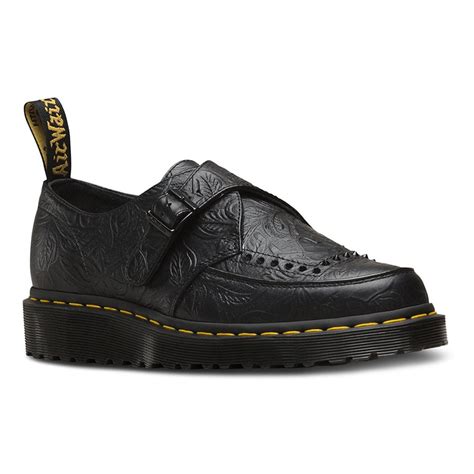 dr martens ramsey ii men  womens embossed leather monk shoes black