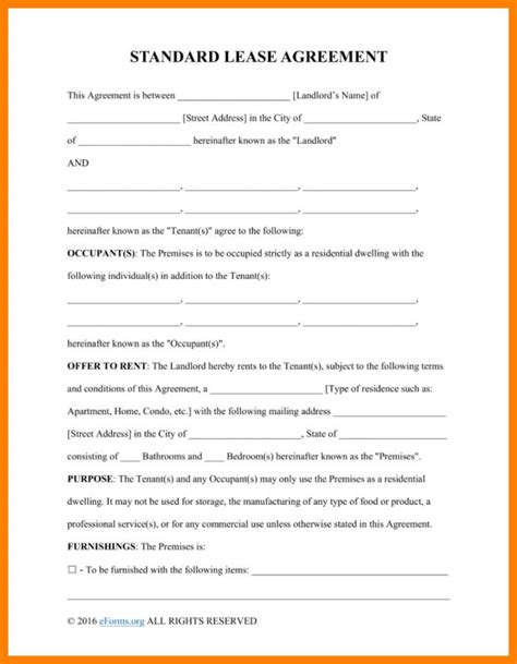 printable basic rental agreement  harper blog form