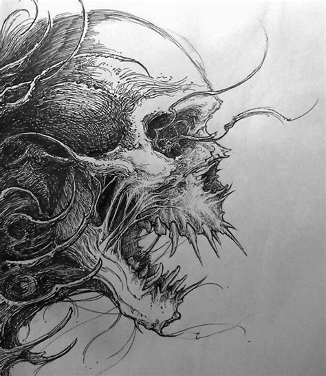 creepy skull drawing  paintingvalleycom explore collection