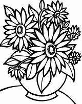 Pages Adults Coloring Large Print Colouring Bouquet Flowers Printable Kids sketch template