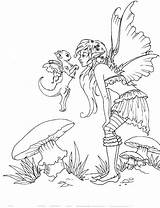 Coloring Pages Fairy Fairies Nymph Amy Brown Fantasy Adult Dragon Mystical Dragons Elves Faries Printable Cute Elf Book Artist Forest sketch template
