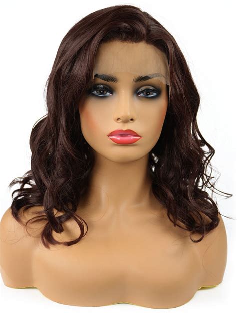 medium side parting wavy synthetic lace front wig rosegal